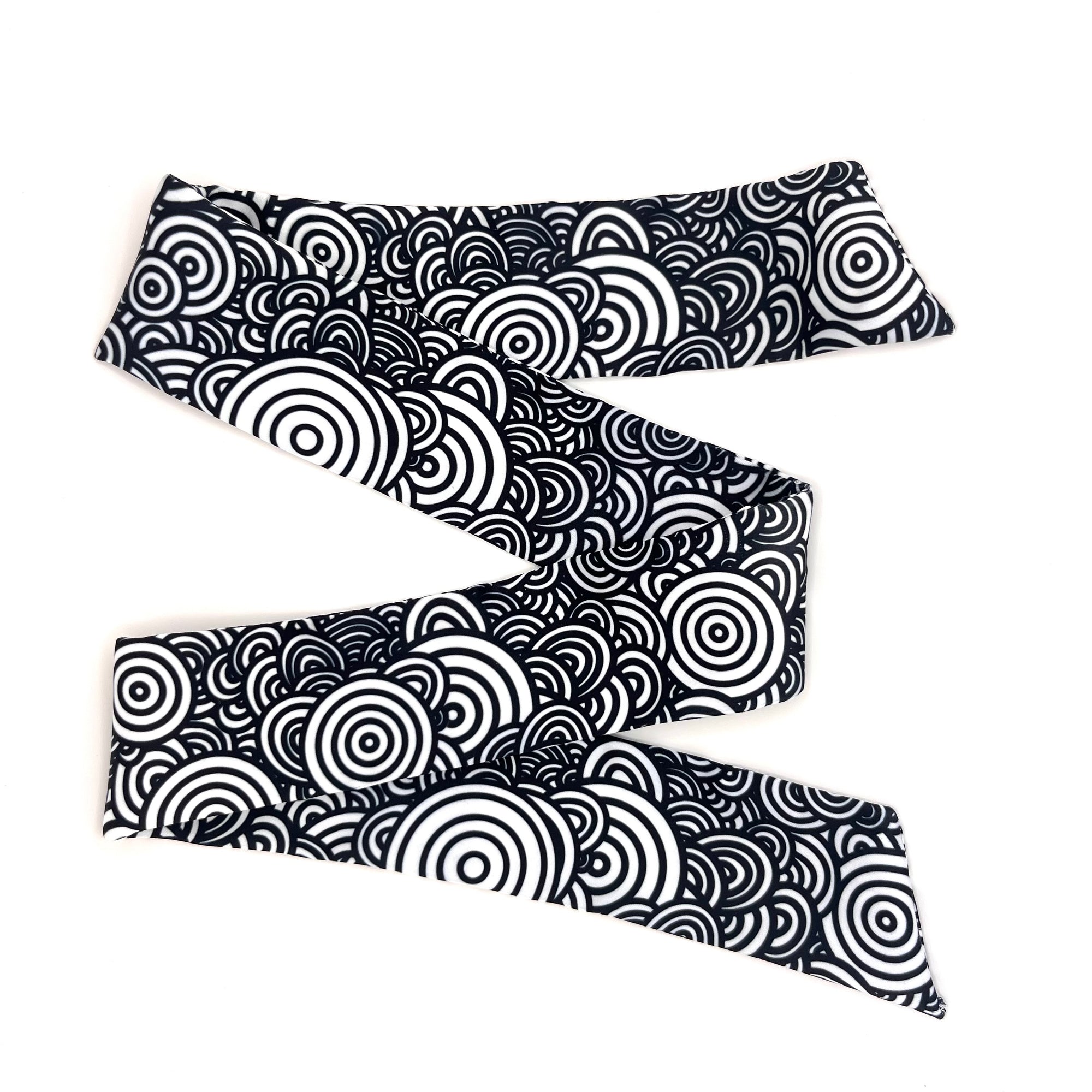 Black and white patterned Twilly on a white background