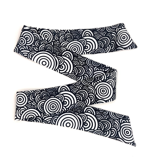 Black and white patterned Twilly on a white background